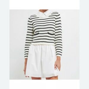 ENGLISH FACTORY Women's Knit Stripe Mixed Media Dress
Size L